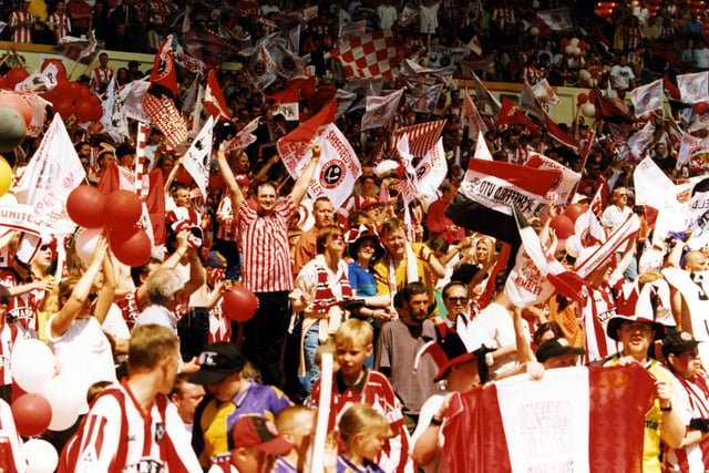 Sheffield United Supporters at Wembley Stadium for the 1st Division Play off Final against Crystal Palace, 1997