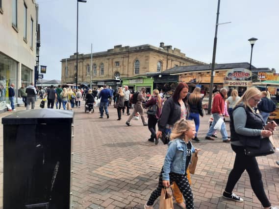 A busy market place.