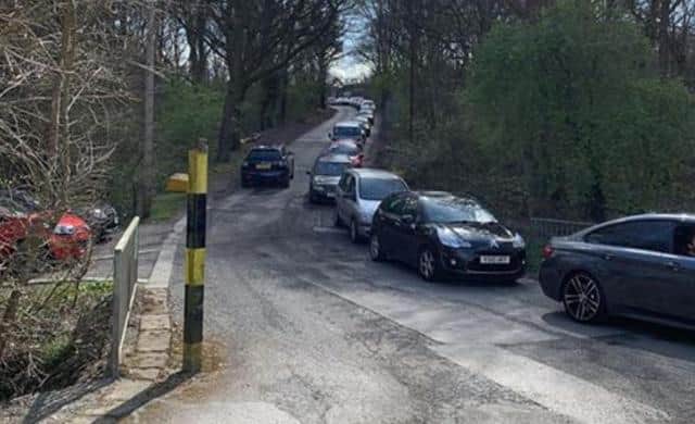 Cars queuing to access Blackstock Road Household Waste and Recycling Centre.
