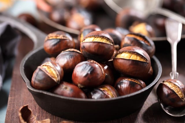 The wafting smell of hot roast chestnuts comes round every festive season, with chestnuts also ranking in the third tier (Photo: Shutterstock)