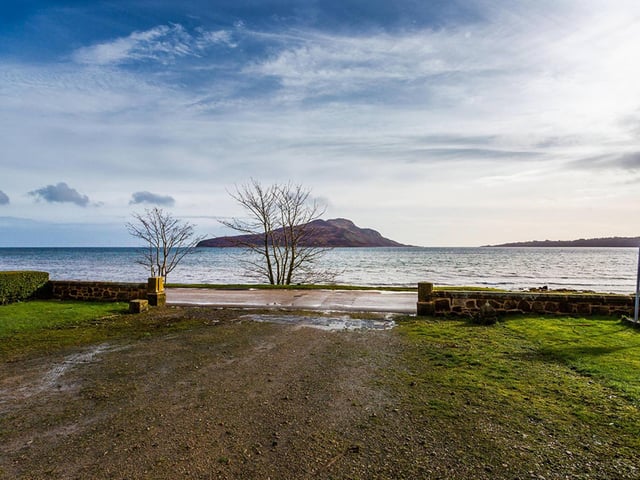 Located by the shore.