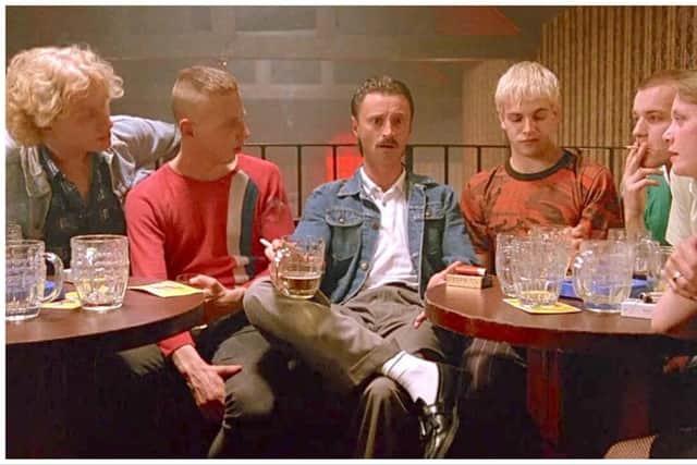 The pub where Francis Begbie throws a pint glass as his friends watch on from the balcony was the Crosslands bar in Maryhill, now The Brewhaus on Queen Margaret Drive.