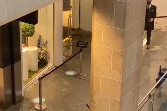 Staff at St James Quarter were seen mopping up pools of water as the extreme downpour caused major leaks at the new build.