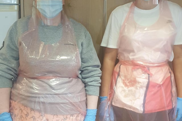 Staff at Wren Hall Nursing Home wearing PPE.