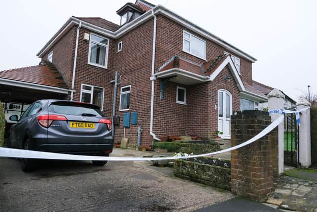 The home of Mr and Mrs Andrews in Terrey Road, Totley remained under police guard on Tuesday (Tuesday, November 29, 2022). Their son, James Duncan Andrews, 51, has been charged with their murder. Picture: Dean Atkins