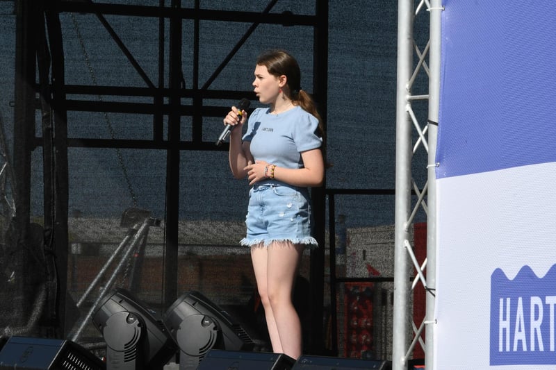 Lucy Anna Ward of Miss Toni's Academy on stage at the Hartlepool Waterfront Festival Rebirth 2021, on Saturday.