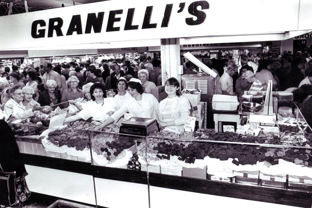 Granelli's is one of the country's oldest sweet shops, which has been giving contented customers their sugar fix since 1874.

It started life as an ice cream shop founded by two brothers who came to the city from Italy in the 1870s but later expanded to sell sweets. It still sells a huge range of sweets as well as serving ice cream at its long-standing shop on Broad Street, just outside the city.

Pictured are staff at the Granelli's stall in Sheffield's old Sheaf Market in August 1985.