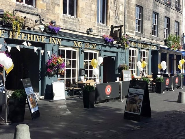The pedestrianised area around the Grassmarket is already a sun trap, and the perfect place to catch a few rays in the Beehive Inn’s outdoor seating area.