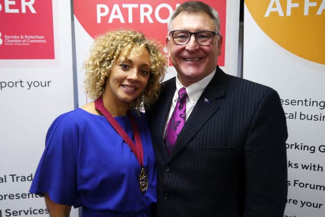 President of Barnsley and Rotherham Chamber of Commerce Joada Celeste Allen with chief executive Andrew Denniff