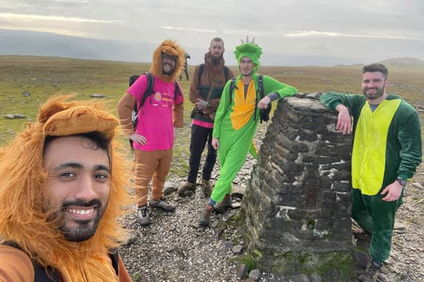 The group have completed the Yorkshire Three Peaks Challenge wearing fancy dress in memory of their school friend Aria Nikjooy.
