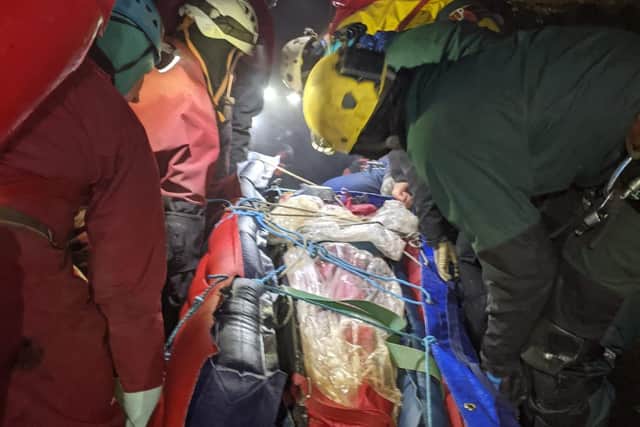 The 53 hour long rescue is believed to be the longest stretcher carry in British caving history. Image: SMWCRT