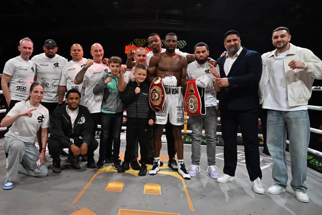 Shakiel Thompson and team. Picture: GBM Sports/Conor McMain