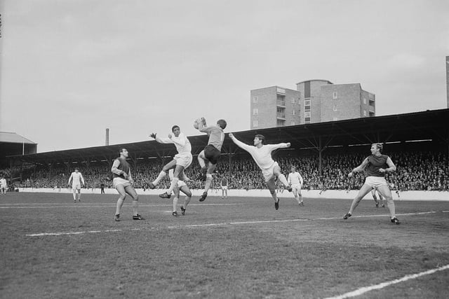 In what must be one of the biggest contrasts in results in a single calendar year, Leeds actually preceded their 7-0 defeat to West Ham with a stunning 5-0 victory in February 1966. The Irons still had the likes of Bobby Moore, Martin Peters, and Geoff Hurst in their starting XI, but goals from Jim Storrie, Billy Bremner, Peter Lorimar, and a brace from Norman Hunter earned the Whites a famous win. (Photo by Central Press/Hulton Archive/Getty Images)