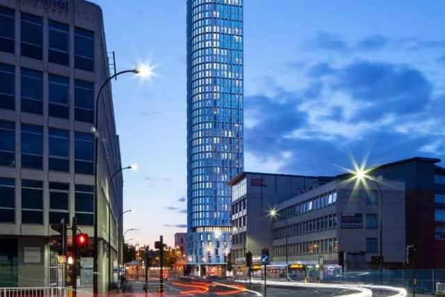 How the proposed 40-storey Kings Tower on High Street in Sheffield city centre would look (pic: hodder+partner/CJS7 Ltd/SFGE Properties Ltd)