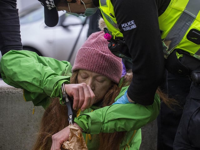 Some protesters were taken into police custody.