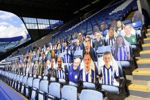 The cardboard cut-outs were fixed in place during the week and were present for the dramatic 1-1 draw with Nottingham Forest. Pic: Steve Ellis.