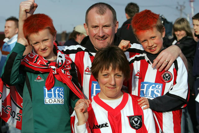 The United-supporting Moffitt family before the game against Leeds United in April 2006.