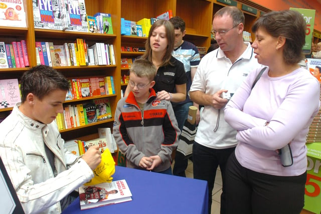 James Toseland book signing at Ottakar's Book Shop, Meadowhall. Nine years old Tom Hinde was first in the queue .