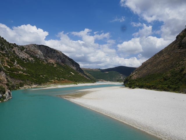 The Vjosa River in Albania is one of the few remaining "wild rivers" in Europe. Mike said locals plan to build a solar village nearby as an alternative to proposals for a hydro-electric damn.