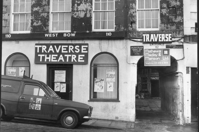 Entrance to the old Traverse Theatre at 112 West Bow, 1975.