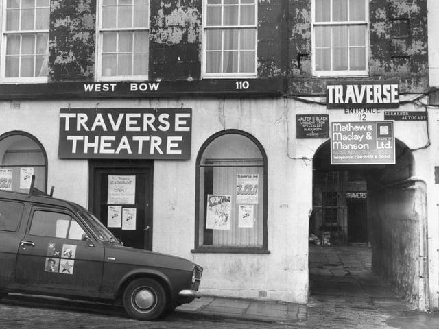 Entrance to the old Traverse Theatre at 112 West Bow, 1975.