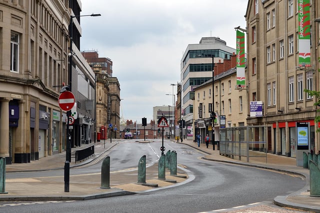 Empty Sheffield City centre. Weeks into the lockdown