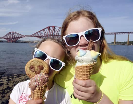 Sisters Cadha McLuskey, 7, and Isla McLuskey, 10, enjoyed ice-cream at South Queensferry