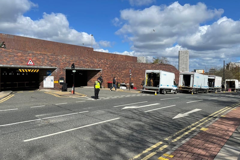 Stars of the crime drama were spotted at the Sunderland Civic Centre car park back in May.