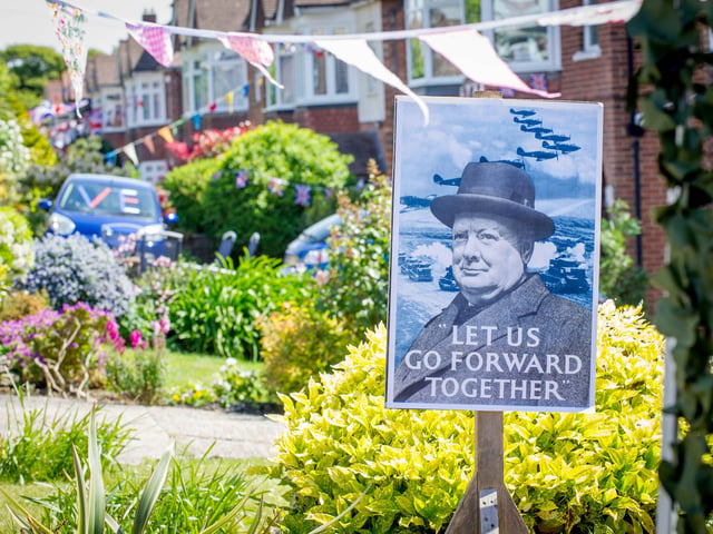 Dozens of homes decorated in VE day memorabilia in Woodfield Avenue, Farlington,