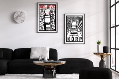 Korp works on a wide variety of prints, including the Bring The Paint and Believe posters, which are available in A1 size for £25, and are printed onto 150gsm matte stock. bit.ly/3utya2y