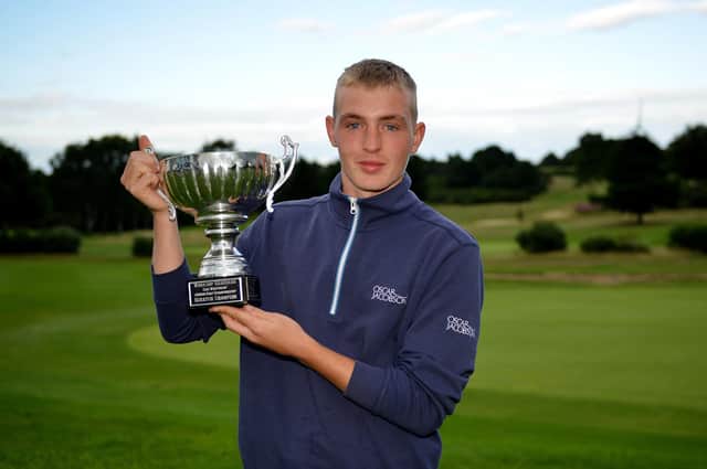 Lewis Harrison takes home a trophy at the Lee Westwood Junior Golf Championship 2017.