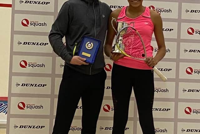 Asia Harris, right, pictured with fellow rising squash star Nick Wall, who is from Sheffield.