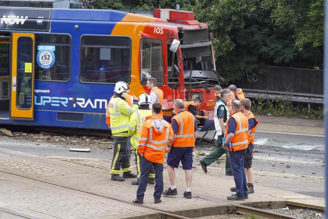 Supertram crash at Cricket Inn Road. Picture Scott Merrylees