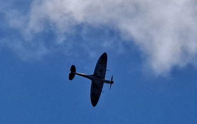 The unmistakable outline of the Spitfire pictured in the High Peak sky. Picture by Guy Townsend