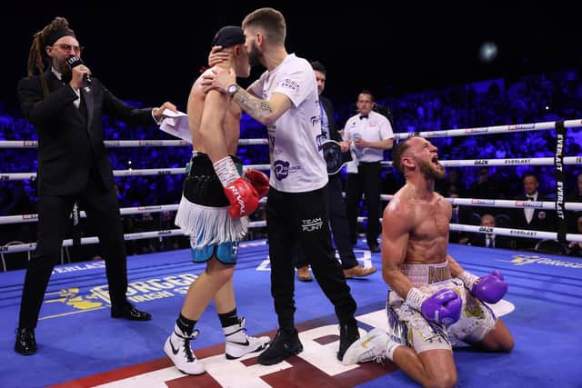 James Flint beats Campbell Hatton in the Central Area super-lightweight title fight. Picture: Mark Robinson/Matchroom Boxing