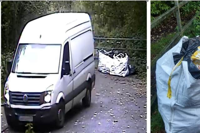 The white VW Crafter was captured being used to dump rubbish in October last year