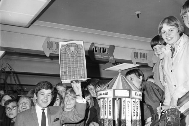 It's 1967 and Sunderland footballer Bobby Kerr was pictured opening the new "In Time" department for teenagers at Binns store. Are you in the picture?