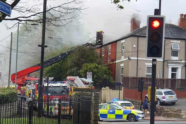 The scene on Brunswick Road in Burngreave this morning