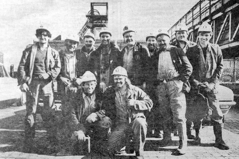 A grainy photo but it shows Blackhall Colliery miners after their last shift at the pit in April 1981.