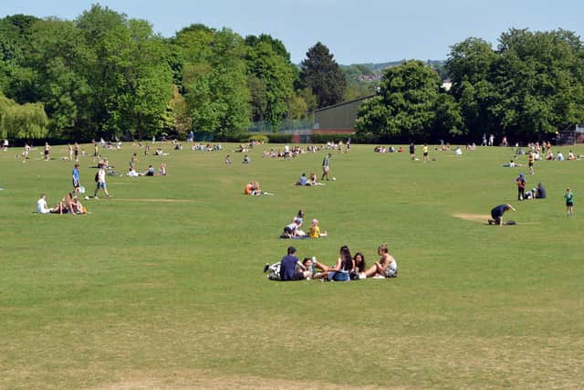 Crowds enjoying the sun in Endcliffe Park last month