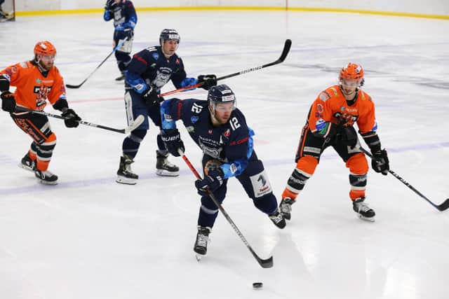 Ben O'Connor playing for Sheffield Steeldogs. Pic: Podium Prints.