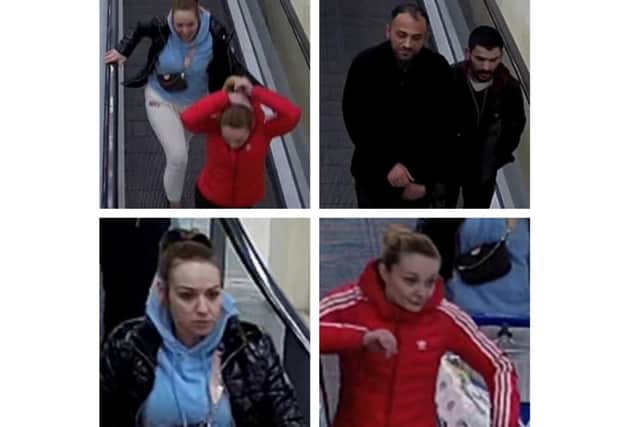 Do you recognise these four people? Police want to speak to them after a set of bank cards went missing in a car theft in Sheffield that were then fraudulently used at a supermarket.