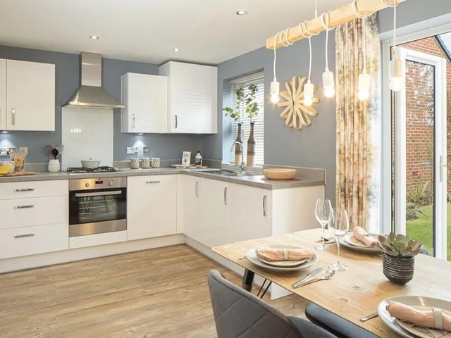 This three bedroom semi-detached house in Havant Road, Havant, has gone on sale for £379,000. It is listed by David Wilson Homes - Harbour Place.