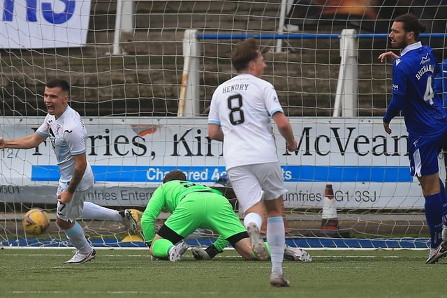 Dan Armstrong celebrates scoring in the convincing win for Rovers earlier this season.