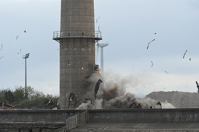 Methil Power Station chimney demolition in June 2011