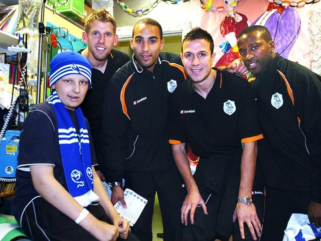 Owls players, Robert Burch, Lee Grant, Richard Wood and Michael Johnson visit patients at the Sheffield Children's Hospital on December 14, 2007