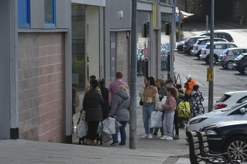 Queues for shops in South Shields on Monday.