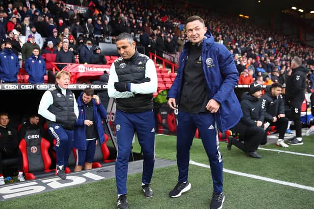Stuart McCall, Jack Lester and Paul Heckingbottom have are now in the technical area at Sheffield United following Slavisa Jokanovic's departure: Simon Bellis / Sportimage