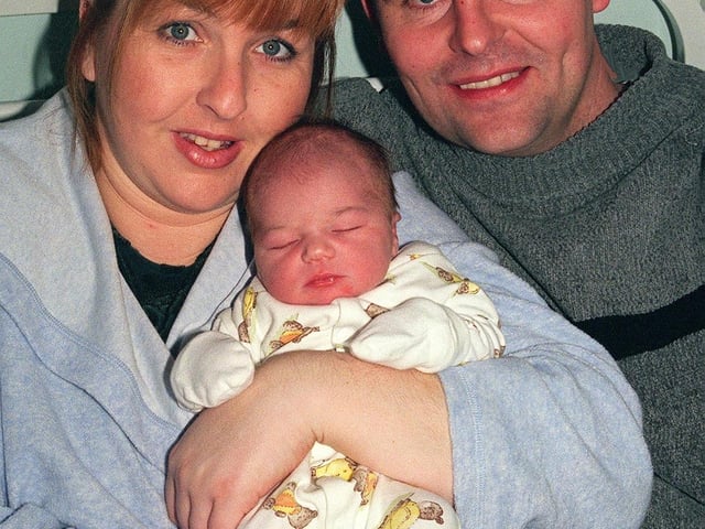 New Years Day babies at the Northern General hospital, Sheffield. Mark and Karen Shaw of Wadsley Bridge with baby Ellie. 7lb 8 ozs born at 1.32am