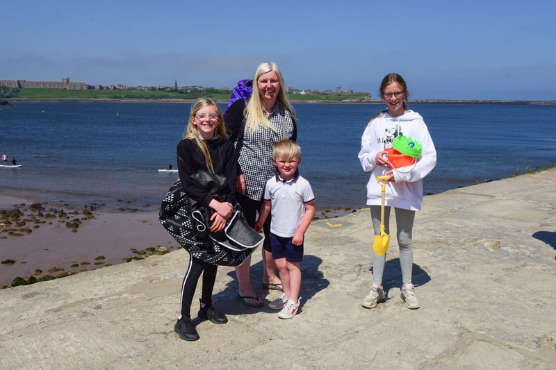 On holiday from Glasgow, Chiara Zachery-Duff with daughters Caryssa (12) Altyta (1) and son Denver (4) at South Shields on Bank Holiday Monday.
